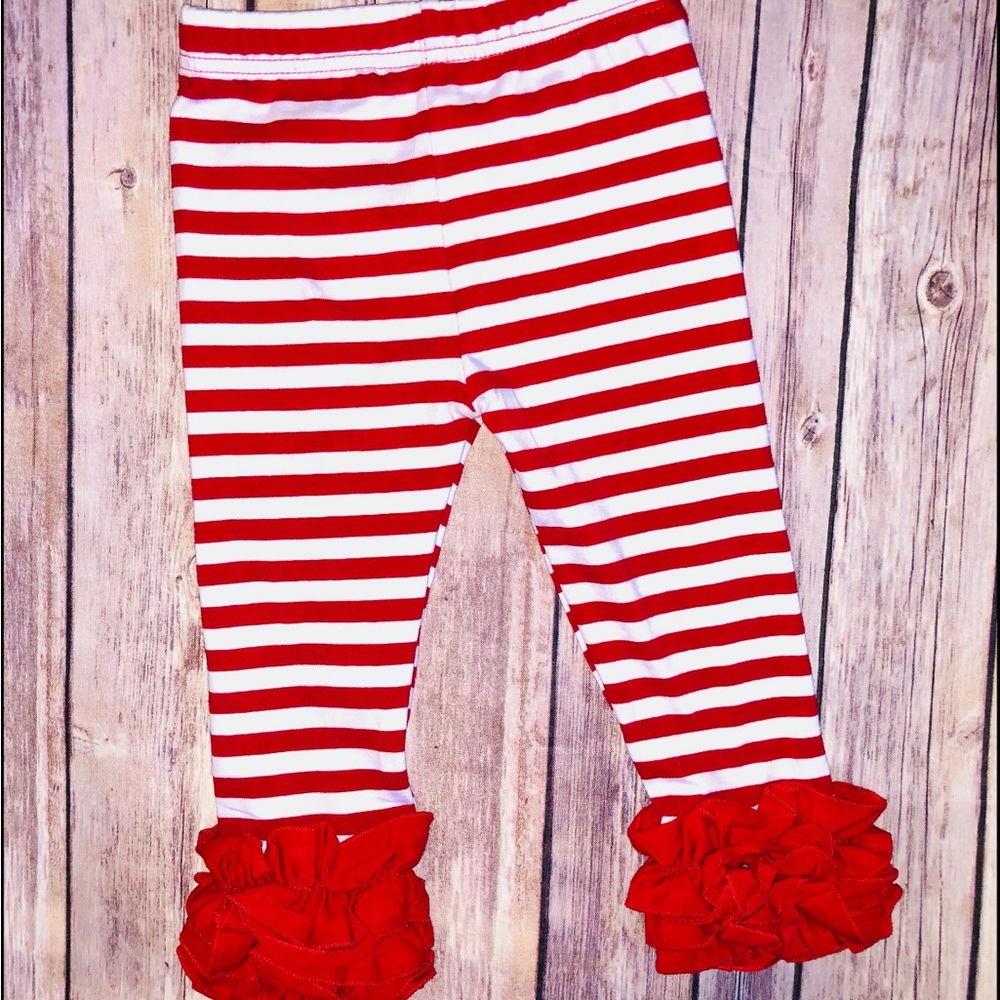 Red and white ruffle leggings